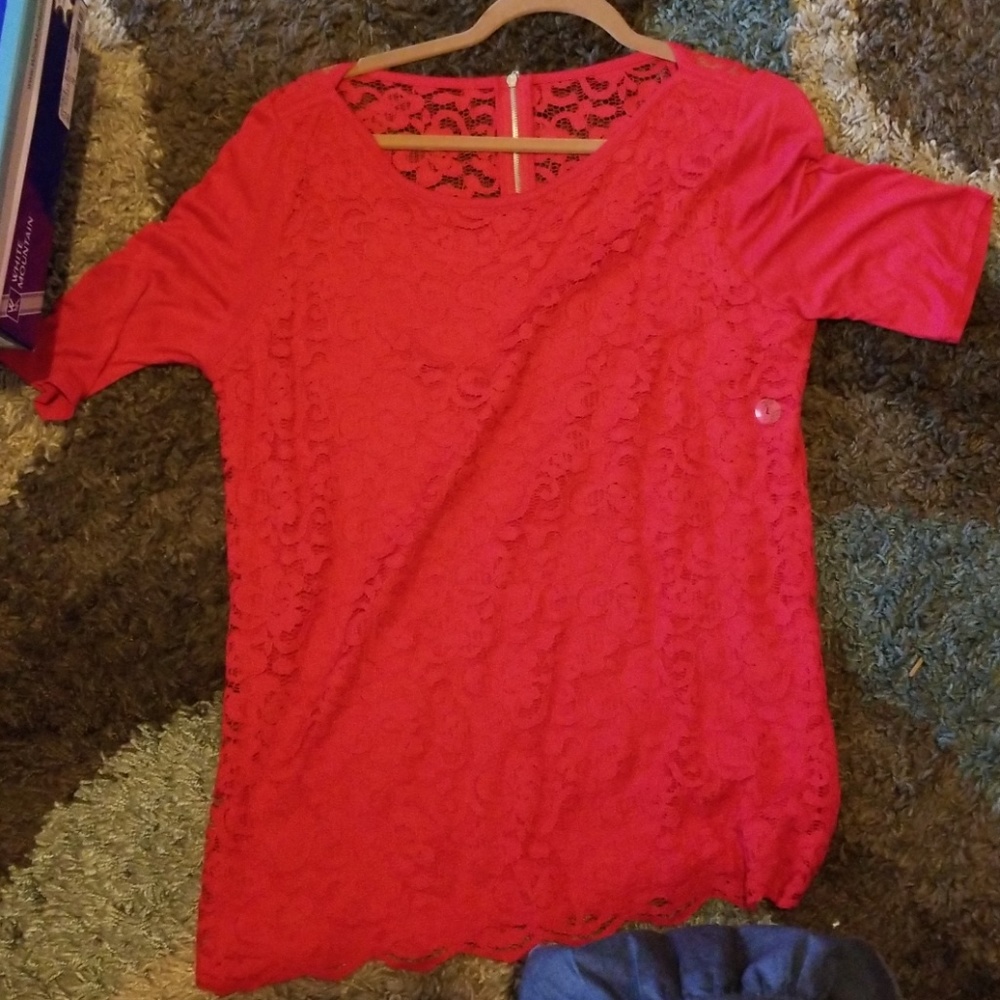 New York & Company Red laced shirt